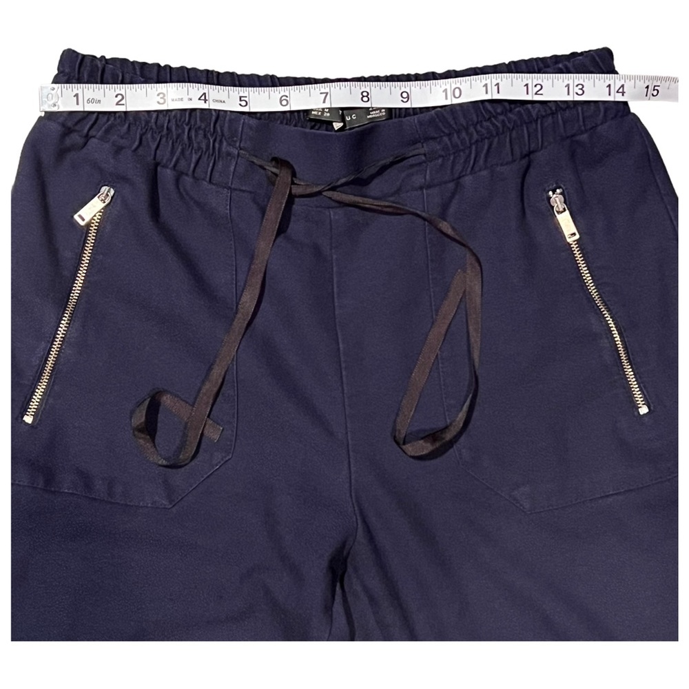 ZARA Women's Navy Pants Size M TRAFALUC Front Tie and Zippers Elastic Waist - Picture 5 of 8